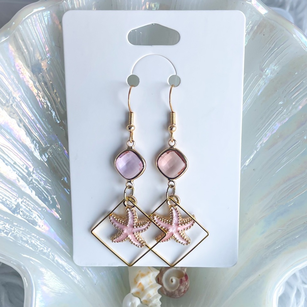 Handmade Pink Starfish Earrings